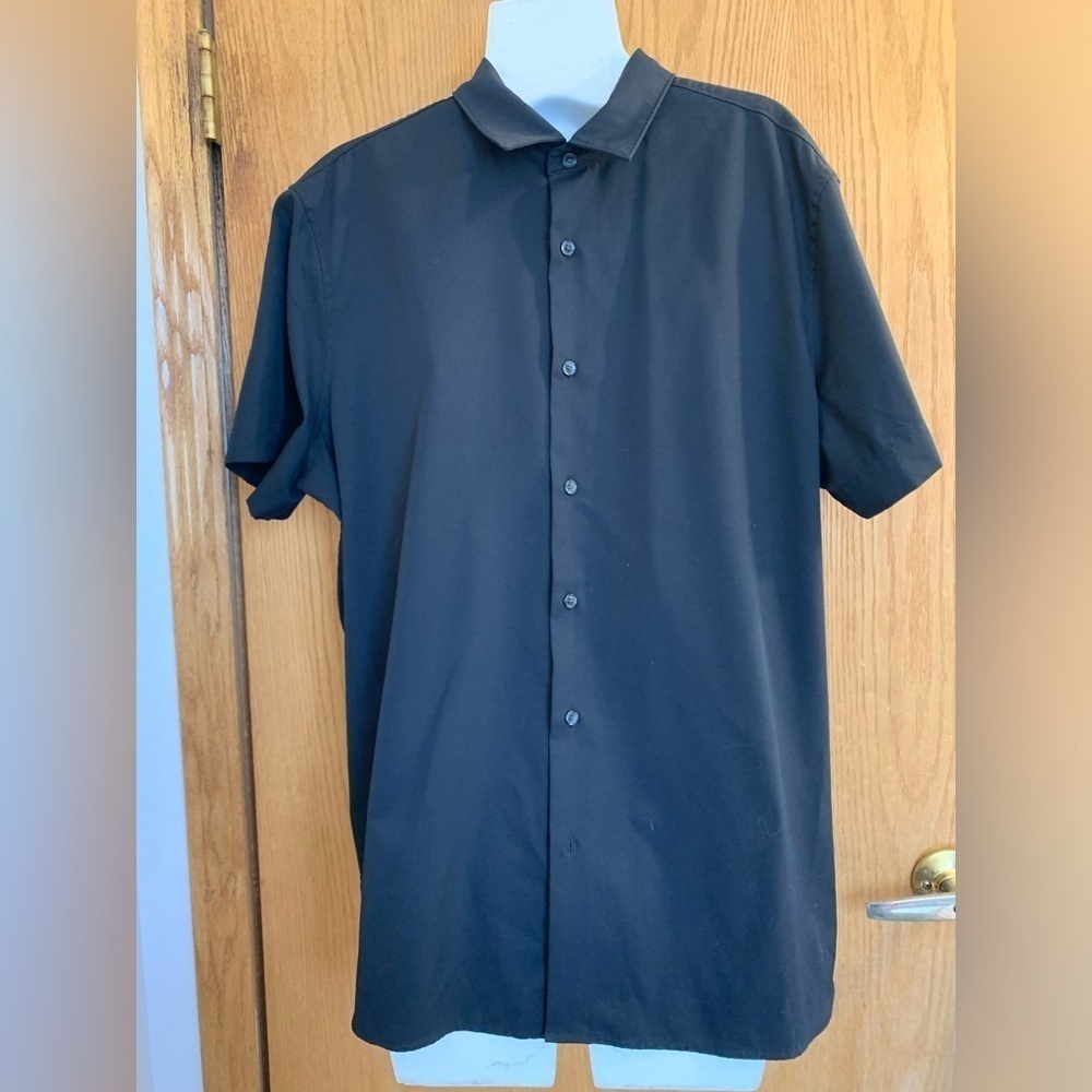 XL Perry Ellis black slim fit stretch short sleeve dress shirt